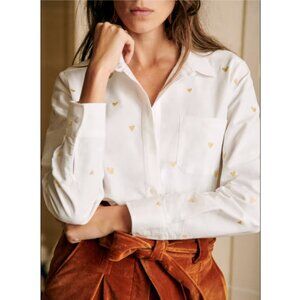 Sezane Tomboy Gold Heart Button Down Shirt